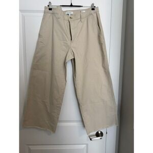 Banana Republic Womens Wide Leg High Rise Cropped Chino Beige 14 771124-01-1